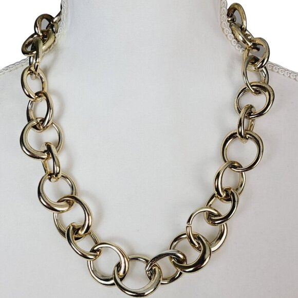 Talbots Thick Heavy Chain Link Necklace Round Circles Weighty Business Casual - Picture 1 of 8